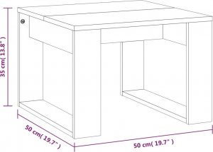 vidaXL Stolik boczny, przydymiony dąb, 50x50x35 cm 8