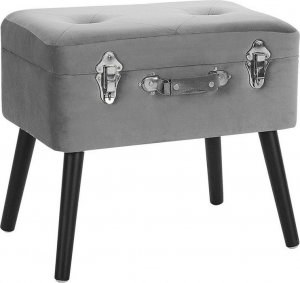 Beliani Stołek ze schowkiem welurowy szary MALLARD! 2