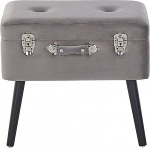 Beliani Stołek ze schowkiem welurowy szary MALLARD! 3