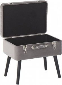 Beliani Stołek ze schowkiem welurowy szary MALLARD! 4