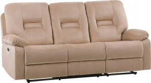 Beliani Sofa z elektryczną funkcją relaksu 3-osobowa welurowa LED z ładowarką beżowa BERGEN! 6