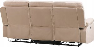Beliani Sofa z elektryczną funkcją relaksu 3-osobowa welurowa LED z ładowarką beżowa BERGEN! 8