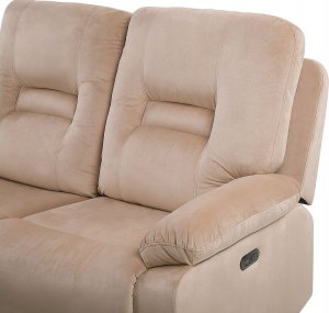 Beliani Sofa z elektryczną funkcją relaksu 3-osobowa welurowa LED z ładowarką beżowa BERGEN! 9