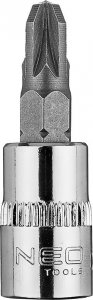 Neo Końcówka wkrętakowa PZ3 na nasadce 1/4", krótka, 37 mm 1