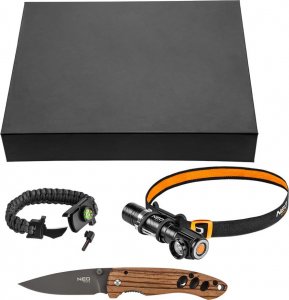 Neo Set 3 elementy (latarka czołowa, bransoletka survivalowa 5 w 1, Nóż składany) 63-033 19