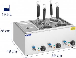 Royal Catering Makaroniarka warnik do gotowania makaronu z kranikami 4 kosze + GN 1/3 3 x 6,5 l 3000 W Makaroniarka warnik do gotowania makaronu z kranikami 4 kosze + GN 1/3 3 x 6,5 l 3000 W 7