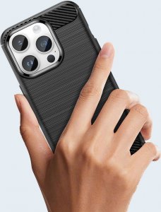 Hurtel Carbon Case etui iPhone 14 Pro elastyczny żelowy pokrowiec na tył plecki czarny 13