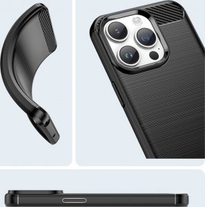 Hurtel Carbon Case etui iPhone 14 Pro elastyczny żelowy pokrowiec na tył plecki czarny 15