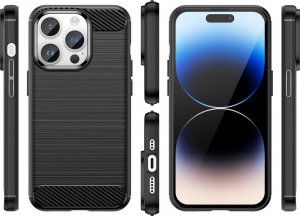 Hurtel Carbon Case etui iPhone 14 Pro elastyczny żelowy pokrowiec na tył plecki czarny 2