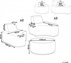 Beliani Zestaw ogrodowy czteroosobowy szary FABRO! 10
