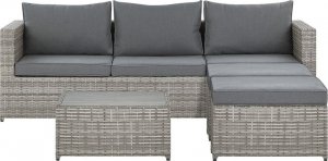Beliani Zestaw ogrodowy z technorattanu 5-osobowy prawostronny szary SABBIA! 2