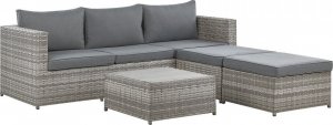 Beliani Zestaw ogrodowy z technorattanu 5-osobowy prawostronny szary SABBIA! 5