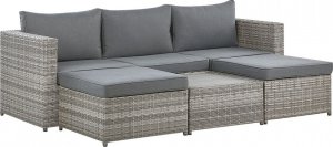 Beliani Zestaw ogrodowy z technorattanu 5-osobowy prawostronny szary SABBIA! 6