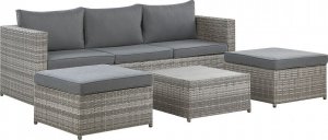 Beliani Zestaw ogrodowy z technorattanu 5-osobowy prawostronny szary SABBIA! 7