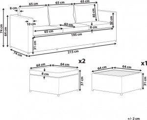 Beliani Zestaw ogrodowy z technorattanu 5-osobowy prawostronny szary SABBIA! 10