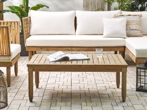 Beliani Zestaw ogrodowy drewno akacjowe 4-osobowy lewostronny złamana biel CREMONA! 4