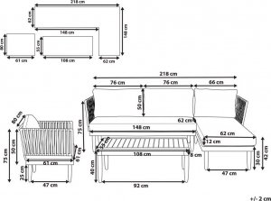 Beliani Zestaw ogrodowy drewno akacjowe 4-osobowy lewostronny złamana biel CREMONA! 10