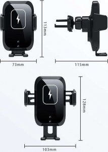Alogy Grawitacyjny uchwyt samochodowy Alogy z ładowarką Qi na kokpit kratkę 15W + Ładowarka USB - USB-C 12