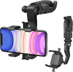 4kom.pl Uchwyt samochodowy na telefon GPS do lusterka wstecznego na zagłówek do auta uniwersalny montaż Czarny 11