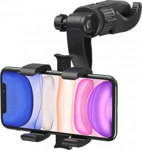 4kom.pl Uchwyt samochodowy na telefon GPS do lusterka wstecznego na zagłówek do auta uniwersalny montaż Czarny 5