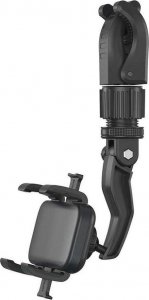 4kom.pl Uchwyt samochodowy na telefon GPS do lusterka wstecznego na zagłówek do auta uniwersalny montaż Czarny 6