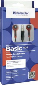 Słuchawki Defender Słuchawki przewodowe dokanałowe Defender Basic 604 mini Jack 3.5mm Czarno-czerwone 4