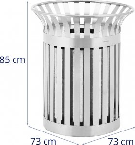 Ulsonix Kosz na odpady śmieci miejski zewnętrzny okrągły śr. 73 x 85 cm STAL srebrny Kosz na odpady śmieci miejski zewnętrzny okrągły śr. 73 x 85 cm STAL srebrny 7