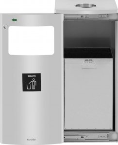 Kosz na śmieci Ulsonix Kosz na śmieci odpady miejski zewnętrzny prostokątny z popielnicą STAL srebrny 4