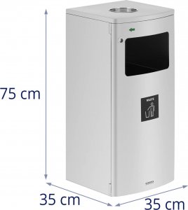 Kosz na śmieci Ulsonix Kosz na śmieci odpady miejski zewnętrzny prostokątny z popielnicą STAL srebrny 6