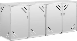 Ulsonix Osłona obudowa kosza kubła na śmieci poczwórna z ukośnymi otworami STAL 4x 240 l Osłona obudowa kosza kubła na śmieci poczwórna z ukośnymi otworami STAL 4x 240 l 2