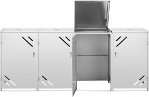 Ulsonix Osłona obudowa kosza kubła na śmieci poczwórna z ukośnymi otworami STAL 4x 240 l Osłona obudowa kosza kubła na śmieci poczwórna z ukośnymi otworami STAL 4x 240 l 6