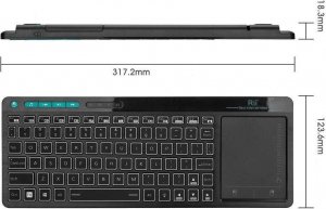 Alogy Klawiatura Bezprzewodowa RGB LED z touchpadem do PC TV tabletu Czarna + Myszka BT + Podstawka regulowana 3