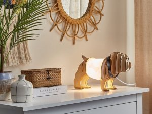 Lampa stołowa Beliani Lampa stołowa pies jasne drewno DOUCE! 2
