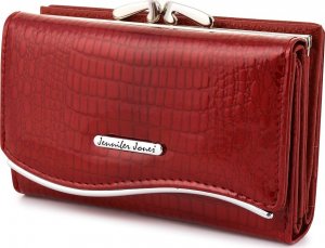 Jennifer Jones Czerwony elegancki damski portfel skórzany pojemny lakier 824 1