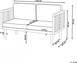 Beliani Sofa dwuosobowa z drewna akacjowego z białymi poduszkami BARATTI! 8