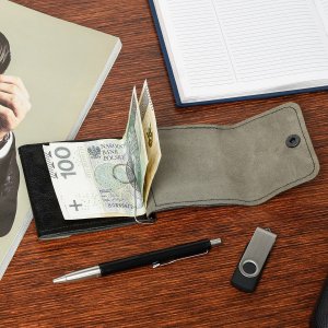 Beltimore Banknotówka portfel czarny etui na pieniądze retro uniseks skórzane G65 4