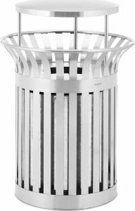 Ulsonix Kosz na odpady śmieci miejski zewnętrzny okrągły z daszkiem 23 l STAL srebrny Kosz na odpady śmieci miejski zewnętrzny okrągły z daszkiem 23 l STAL srebrny 2