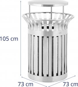 Ulsonix Kosz na odpady śmieci miejski zewnętrzny okrągły z daszkiem 23 l STAL srebrny Kosz na odpady śmieci miejski zewnętrzny okrągły z daszkiem 23 l STAL srebrny 7