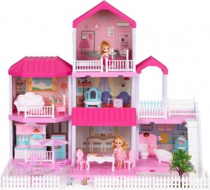 Multistore Duży domek dla lalek składany Villa + mebelki lalka ogród 1