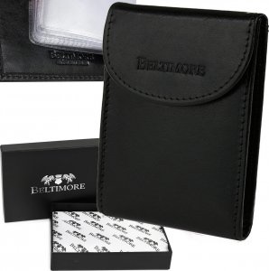 Beltimore Czarne etui na dokumenty skórzane okładki portfel Beltimore G90 1