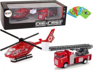 LeanToys Zestaw Autek Straż Pożarna Drabina Naciąg Helikopter 1