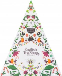 Kalendarz adwentowy English Tea Shop Zestaw herbatek Kalendarz Adwentowy trójkątny biały 25 piramidek  BIO 50g 1