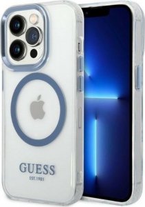 Guess Etui Guess GUHMP14LHTRMB Apple iPhone 14 Pro niebieski/blue hard case Metal Outline Magsafe 1