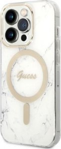 Ładowarka Guess Zestaw Guess etui + ładowarka bezprzewodowa GUBPP14LHMEACSH Apple iPhone 14 Pro biały/white hard case Marble MagSafe 2