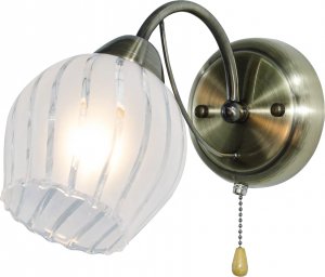 Kinkiet Mdeco Retro lampa ścienna ELM8979/1 21QG szklany z włącznikiem mosiądz 1