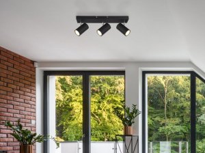 Lampa sufitowa Globo Przysufitowa lampa Robby 57911-3B z regulacją czarna chrom 2