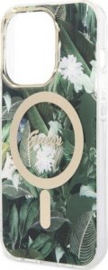 Ładowarka Guess Zestaw Guess etui + ładowarka bezprzewodowa GUBPP14LHJEACSA Apple iPhone 14 Pro zielony/green hard case Jungle MagSafe 6