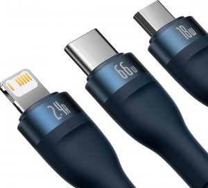 Kabel USB Baseus USB-A - USB-C + microUSB + Lightning 1.2 m Niebieski (BSU3888) 4