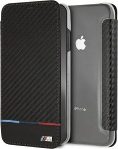 BMW Etui BMW BMTRBKI65PUCARTCBK Apple iPhone XS Max book czarny/black Carbon Tricolor Stripe 1