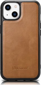 iCarer iCarer Leather Oil Wax etui pokryte naturalną skórą do iPhone 14 Plus (kompatybilne z MagSafe) brązowy (WMI14220719-TN) 1